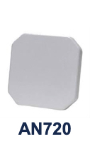 La antena RFID compacta AN720, diseñada para interiores y exteriores, es resistente a impactos y vibraciones.