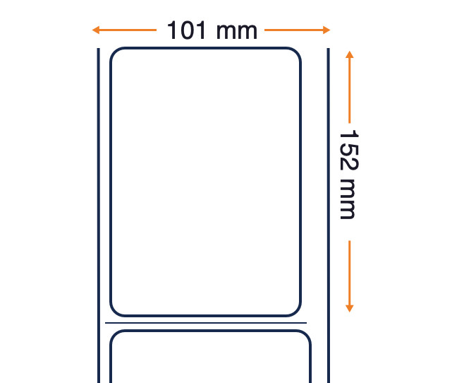 Zebra etiqueta, papel sin recubrimiento, 101.6mm x 152.4, térmico directo, Z-PERFORM 1000D, fanfold