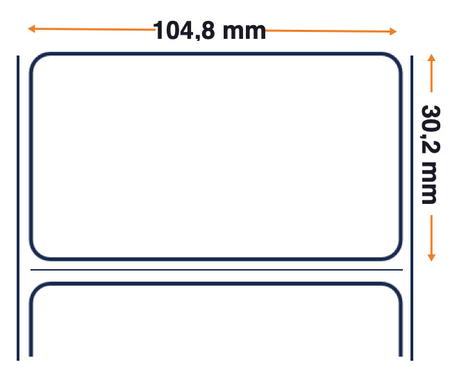 Zebra etiqueta, papel, 104.8mm x 30.2mm, DT, Laboratorio de laboratorio de 8000D, recubierto, adhesivo permanente, nñucelo de 25.4mm