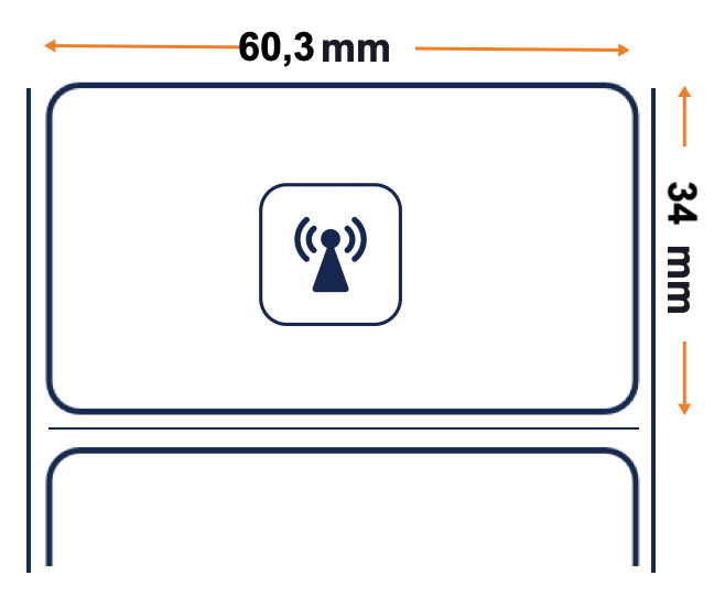 ZEBRA AIT, Etiqueta RFID, Papel,60.3mm x 34.9mm TT, Z-PERFORM 1500T, recubierto, adhesivo permanente, núcleo de 76,2 mm