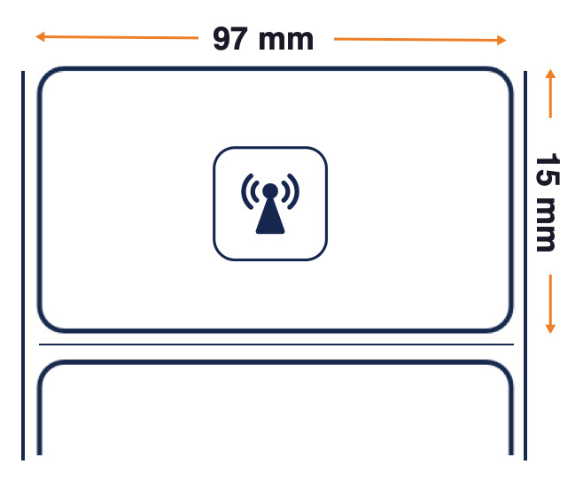 Zebra etiqueta RFID shortdipole, 97mm X  15mm, núcelo de 76.2mm